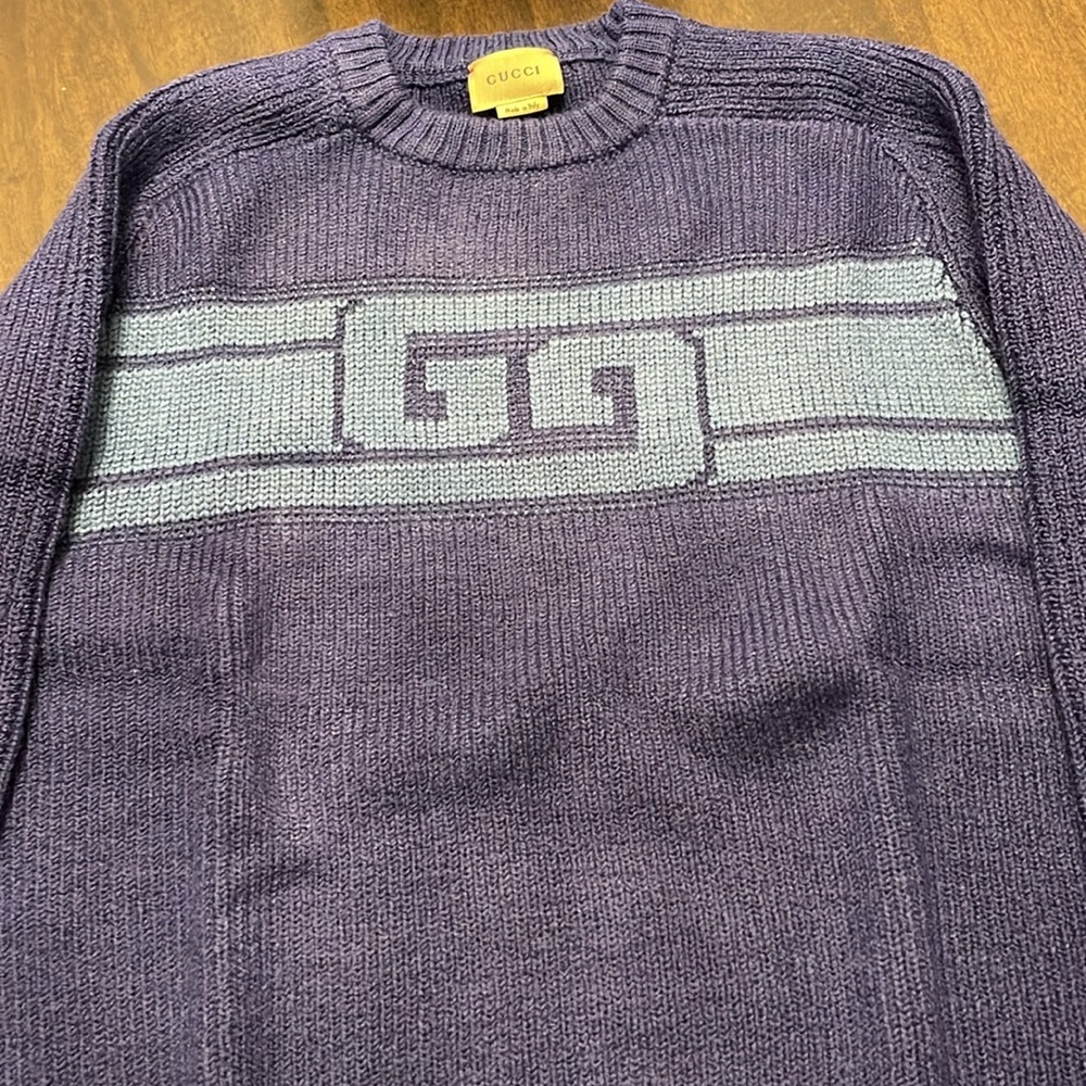 Gucci Blue Wool GG Sweater, Blue, XS - Picture 7 of 8